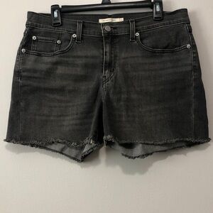 Levi's Black Frayed Hem Jean Shorts
